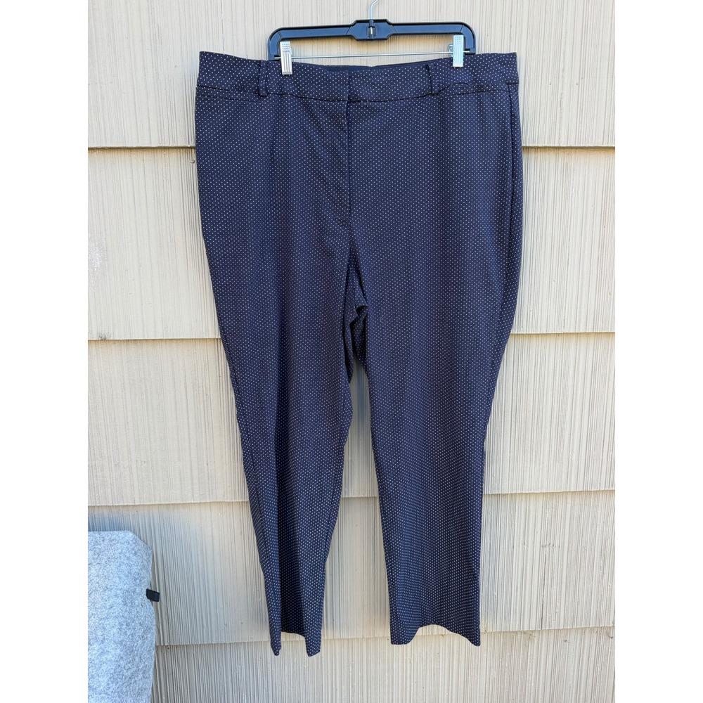 Lane Bryant Navy Blue Pin Dot Dress Pants Plus Size 26R Stretch Trousers